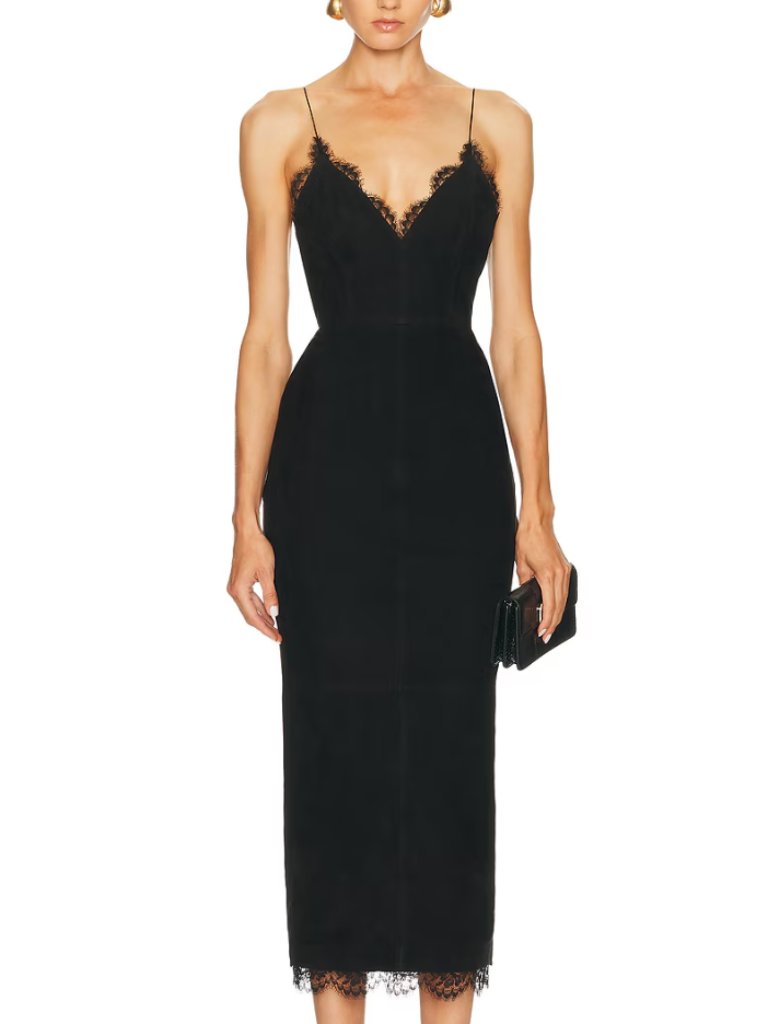 Nwt Alex Perry Bikini Suede Dress In Black Us 2/ Uk 6